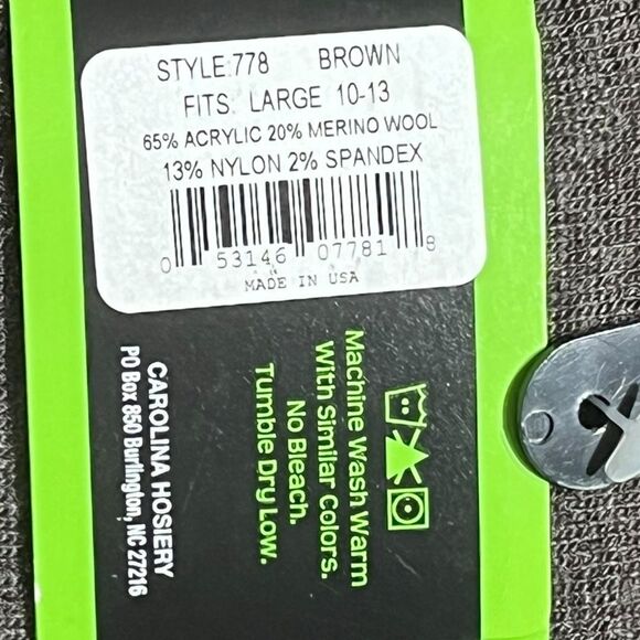 Merino Wool Blend Socks, Brown/Tan, Size 10-13 Men’s, NWT - Picture 4 of 4